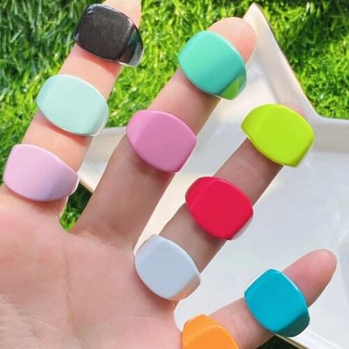 10Pcs Creative Handmade Drip Oiled Chunky Geometric Cuff Rings Hot Selling 2021 for Women