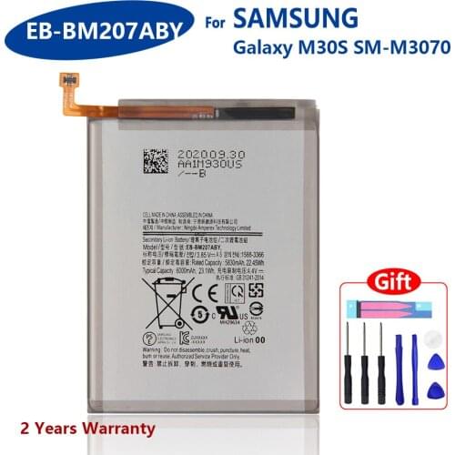100% Genuine EB-BM207ABY Battery For Samsung Galaxy M30s SM-M3070 EB-BM207ABY 6000mAh Mobile Phone New Batteries With Gift Tools