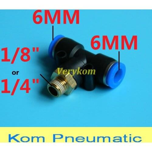 100pcs/lot Wholesale APB6-01 PB6-02 PEB6-01 Pneumatic 6MM Tube Push In 1/8" 1/4" bsp Air Fitting Connector 3 Way Male Tee Joint