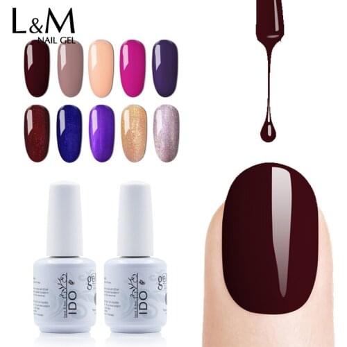12 pcs IDO Color Gel Nail Polish UV LED Nail Polish Eeasy Apply Soak Off Nude Pure Gel Varnish 15ml Manicure Tool Gellak