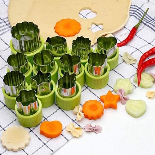12Pcs/set Vegetable Fruit Cutter Kitchen Accessories Stainless Steel Flowers Cartoon Diy Cake Cookie Biscuit Cutting Shape Tools