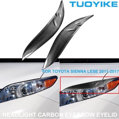 2PCS Car Styling Real Carbon Fiber Headlight Eyebrow Eyelids Trim Cover Sticker For Toyota REIZ 2004-2009 Decal Accessories Part