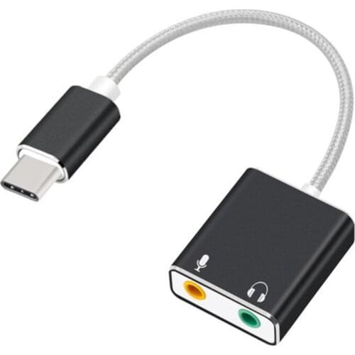 2021 New USB Type-c Sound Card External Adapter with 3.5mm Jacks for PC Laptop