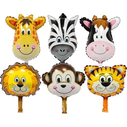 5pcs Random Animal Head Foil Balloons Inflatable Air Balloon Happy Birthday Party Decorations Kids Baby Shower Party Supplies