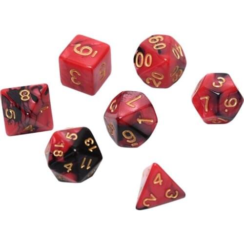 7pcs/set Acrylic Dice Set Different Shapes Digital Dice for RPG DND Board Game