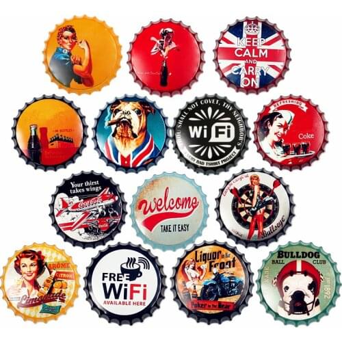 American Classic Retro Beer Car Bottle Cap Garage Wall Decoration Beer Cover Bar Club Party Store Home Room Decoration Dropship