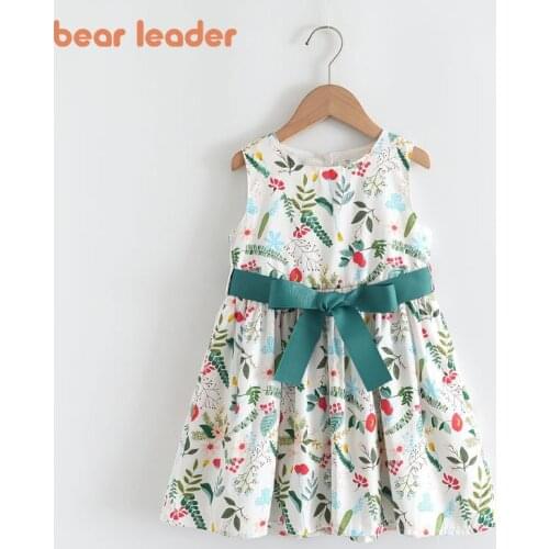Bear Leader New 2021 Floral Girls Dress Baby Girls Clothes Sleeveless Princess Dress Kids Summer Clothes Casual Wear Vestido