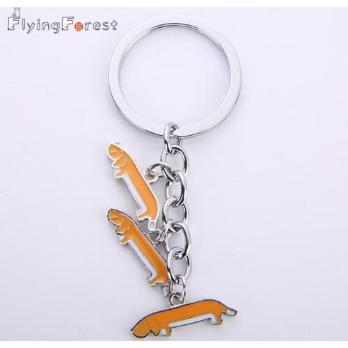 Keyring Drop Shipping DIY Car Bag Pendant Key Chain Dog Charm car Keyring pet Dachshund Keychain Gift Best Friends