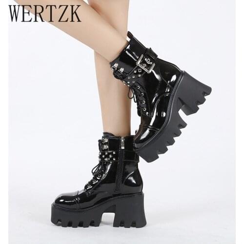 Brand Design Fashion Boots INS Hot Sale Cool Gothic Cosplay Puck Women Ankle Boots Chunky Platform Wedges Shoes Botas De Mujer