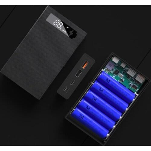 Detachable QC3.0 PD LCD Display DIY 5x18650 Battery Case Power Bank Shell Box E56B
