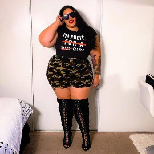 ChocoMisty-LadyPlus Plus-size Tops Letter Print Round Neck T-shirt P8620