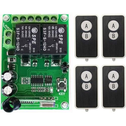 DC24V 2CH Wireless RF Remote Control Switch Ultra - thin acrylic Transmitter+Receiver Appliances Gate Garage Door /lamp/ window