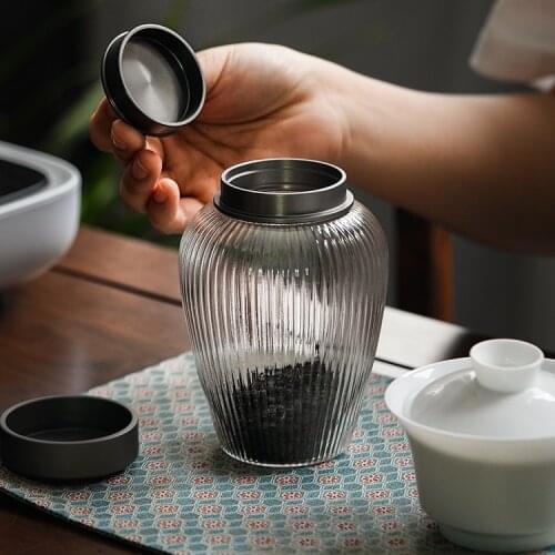 Travel Round Tea Storage Jar Sugar Bowl Glass Vintage Big Tea Storage Jar Weed Smell Proof Gift Caixa De Cha Tea Organize BK50CY