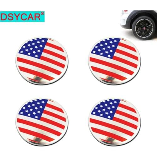 DSYCAR 4pcs/lot 56mm US America Flag Alloy Car Wheel Center Hub Caps Sticker Emblem for Ford Chevrolet Mustang Cadillac Chrysler