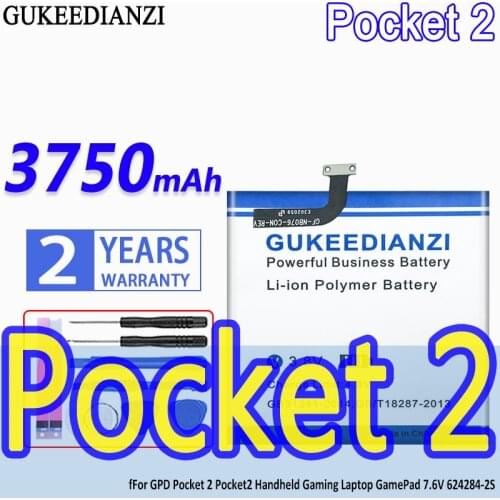 GUKEEDIANZI High Capacity Battery Pocket 2 3750mAh For GPD Pocket 2 Pocket2 Handheld Gaming Laptop GamePad 7.6V 624284-2S
