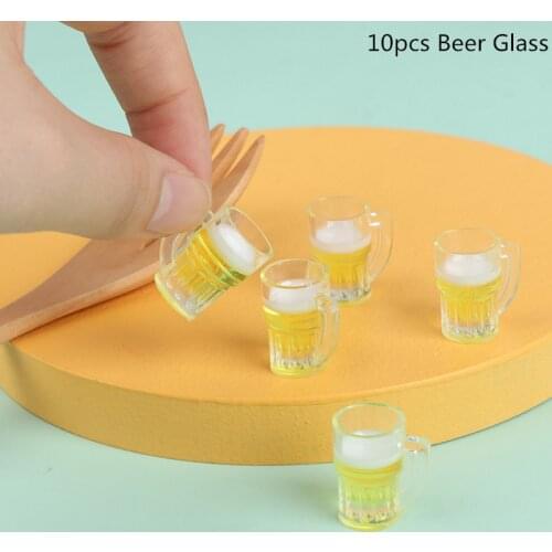 10pcs Miniature Beer Glass Resin Small Cups Dollhouses Decoration Supplies Dollhouse Model Modern Home Room Table