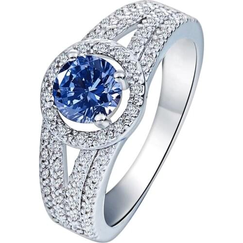 Fashion New Collection silver COLOR Brilliant Stackable Ring for Wedding Blue Clear CZ Ring Fine Jewelry Anillos Distribution