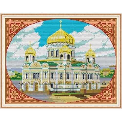 Cathedral Counted Cross Stitch Set Kits for Embroidery 14CT 11CT DIY Handmade Needlework Print on Canvas DMC Threads Home Decor