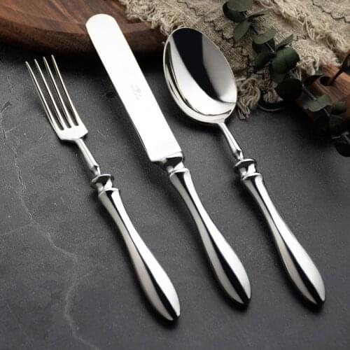 Modern Thicken Cutlery Set Fashion Silver 18-10 Stainless Steel Luxury Dinnerware Set Design Vaisselle Home Decoration Ec50cj
