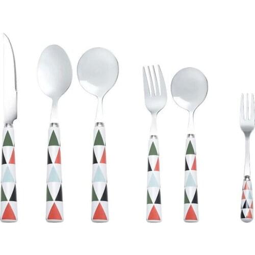 Stainless Steel Flatware Set Fork Spoons with Ceramic Handle Tableware Cutlery Set Kitchen Accessories 16-17cm