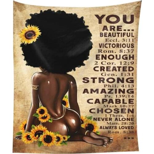 Black Girl Tapestry Wall Hanging Hippie Art Deco
