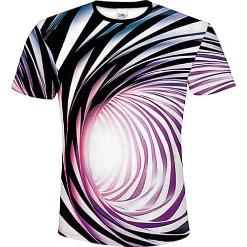 2019 New Summer Style Fashion Print Short Sleeve Tees Men Black And White Vertigo Hypnotic Colorful Printing 3D T shirt