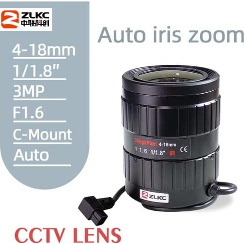 CCTV Lens IP Camera 3.0Megapixel 4-18mm Manual Varifocal HD 1/1.8 Inch Auto Iris Lens monitorin C-Mount Low Distortion Lens FA