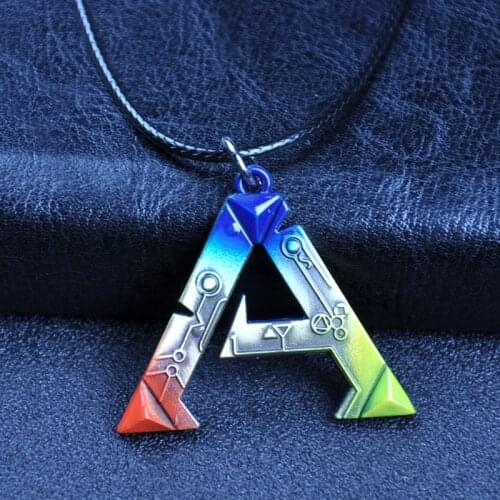 Trendy Colorful ARK Survival Evolved A Letter Zinc Alloy Pendant Necklace Hot Game A Logo 45cm Rope Choker Necklace Jewelry New