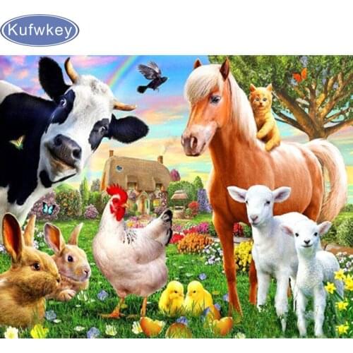 Puzzle Rhinestone 5D,DIY,Diamond Embroidery,farm animal,cow,sheep,horse,Diamond Painting,Cross Stitch,Mosaic kits,Full Drill
