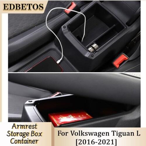 For VW Volkswagen Tiguan MK2 and Tiguan L 2016 2017 2018 2019 Center Console Storage Box Armrest Box Organizer Accessories