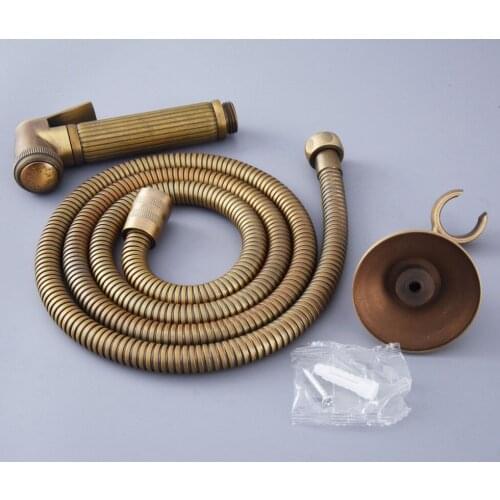 Antique Brass Bathroom Hand held Bidet Sprayer Faucet Spray Gun &1.5m Shower Hose & Shower Holder zhh111