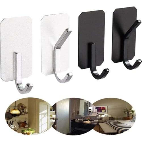 Self-Adhesive Hooks Aluminum Alloy Wall Hanger Storage Hook 3M Seamless Single Hold for Bathroom Kitchen Organizer
