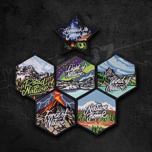 Nature Series Combination Embroidery Patches Luminous Light Wind Road Home Force Midnight Twin Peaks Tactical Outdoor Badge