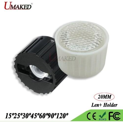 20MM spherical surface LED lens with holder 15 25 30 45 60 90 120 degree led lens+bracket holder for high power 1W 3W 5W lamps