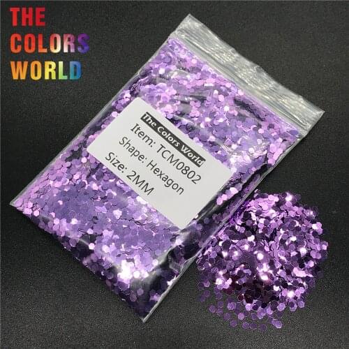 TCM0802 Wisteria Color Metallic Luster Hexagon Shape Nail Glitter Nail Art Decoration Makeup Nail Gel Henna Tattoo Handwork DIY