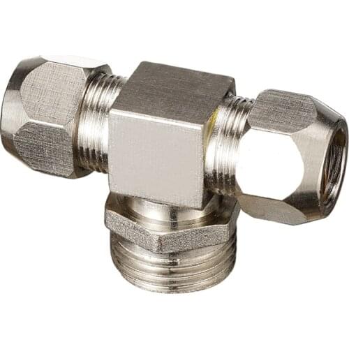 6mm 8mm 10mm 12mm x 1/8" 1/4" 3/8" 1/2" BSP Male Tee Type 3 Way Brass Ferrule Tube Compression Pipe Fitting Connector Adapter