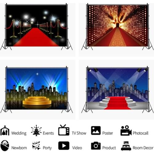 Shining Stage Walk of Fame Red Carpet Backdrop Vogue Party Room Decoration Photography Studio Photo Kid Custom Vinyl Background