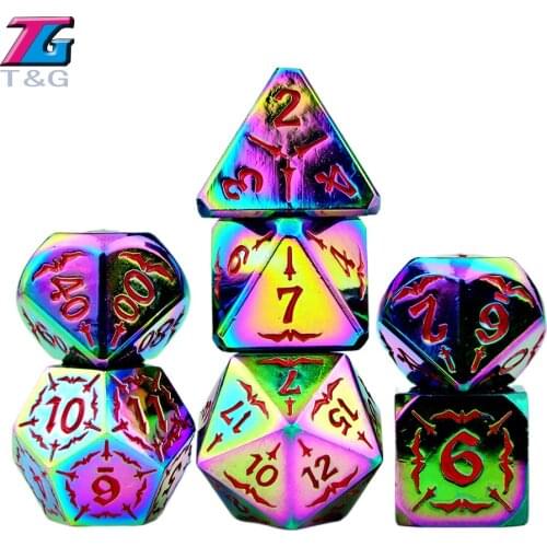 Top Grade Shiny Digital Metal Dice Set with Pu Lether Bag DND RPG PortableToys for Adults Kids Cubes Polyhedral D20