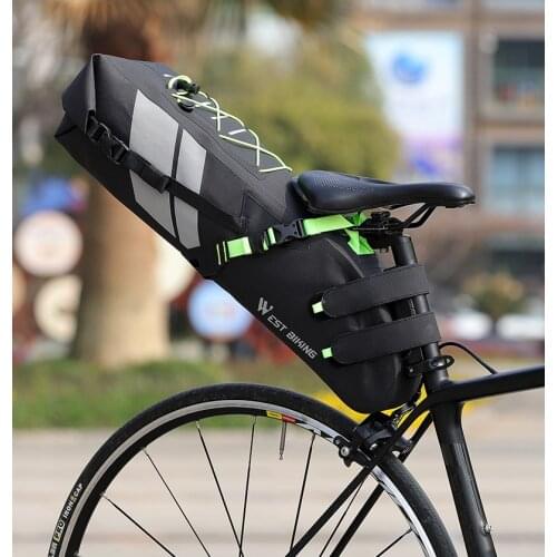 WEST BIKING Bike Bag Waterproof 13L Large Capacity Bicycle Saddle Bag Cycling Foldable Tail Rear Bag MTB Road Trunk Bikepacking