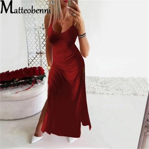 2021 Tight Pencil Dress Women Split Sling Dress Black Red Sexy Women Maxi Long Dresses Strap Tube Women Party Clothes Robe Femme