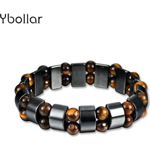 1pc Black Magnetic Hematite Bracelet for Men Women Healthy Bracelets Natural Stone Anti-Fatigue Therapy Bangle Jewelry Gift