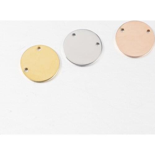 10pcs/Lot Real Stainless Steel Mirror Polish 13mm Round Charms Blanks Disk Connectors Two Holes for DIY Jewelry Making Necklace