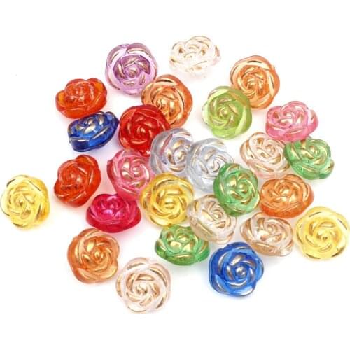100Pcs Mixed Flower Acrylic Sewing Buttons For Clothing Flatback Cabochon Scrapbooking Crafts Bouton Decoration Diy Accessories