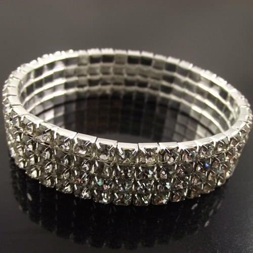 12pcs/lot wholesale 4 Rows Tennis Bracelet Multilayer Elastic Bracelets 4 Rows Crystal Rhinestone Bracelet Bangle Free Shipping