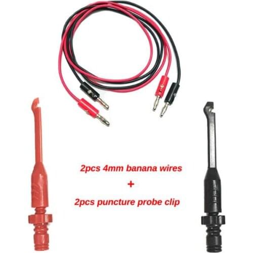 2pcs Piercing Test Clip and 2 pcs banana lines, Heavy-Duty Insulation Piercing Probe Automotive test Clip with back probe