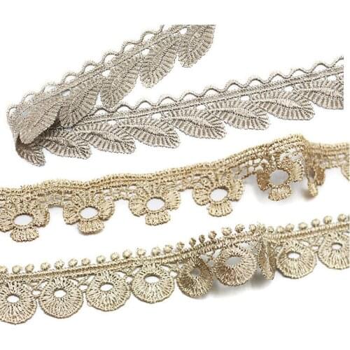 20Yards/lot 2.2cm gold lace trim water soluble embroidery sewing lace fabric DIY crafts curtains and sofa accessories