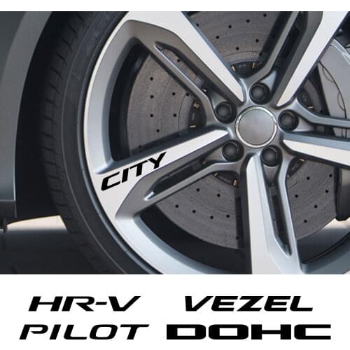 4PCS Car Wheel Rim Sticker For Honda CITY DOHC HR-V LEGEND MODULO ODYSSEY PILOT VEZEL VTEC Auto Accessories Vinyl Film Hub Decal