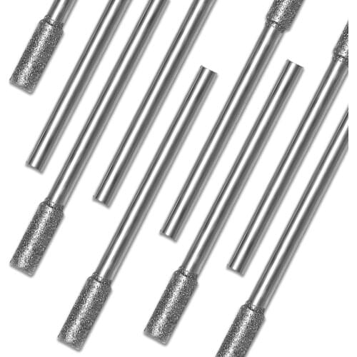 3mm Chainsaw Sharpener Stone Diamond Coated Cylindrical Burr File Chain Saw Sharpening Carving Grinding Tools Parts 5pc