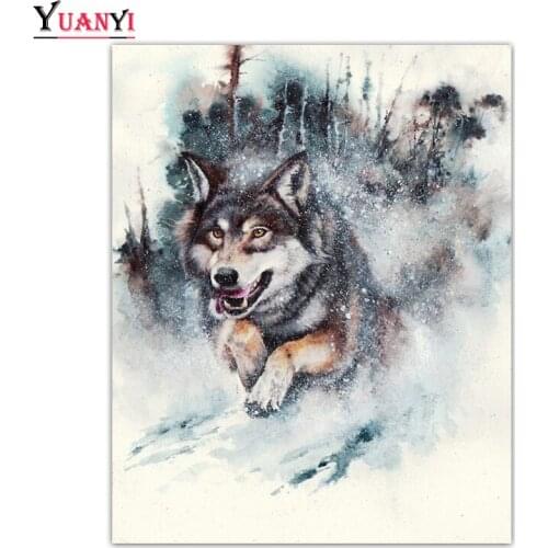 5D Diamond Painting Wolf Full Square Home Decor Snow Landscape Full Round Diamond Embroidery Mosaic