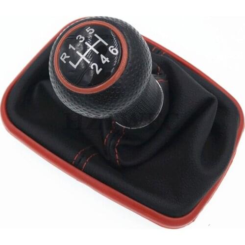 6 Speed Red Car Gear Shift Knob Lever Shifter Gaitor Boot For VW 1999-2004 Golf 4 IV MK4 GTI R32 For Bora Jetta MT